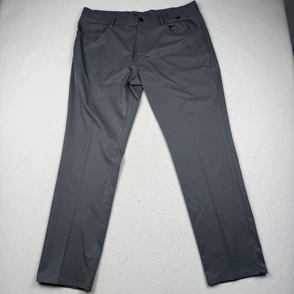TravisMathew Pants Mens 38 Gray Performance Golf 5 Pocket Chino Casual Athletic